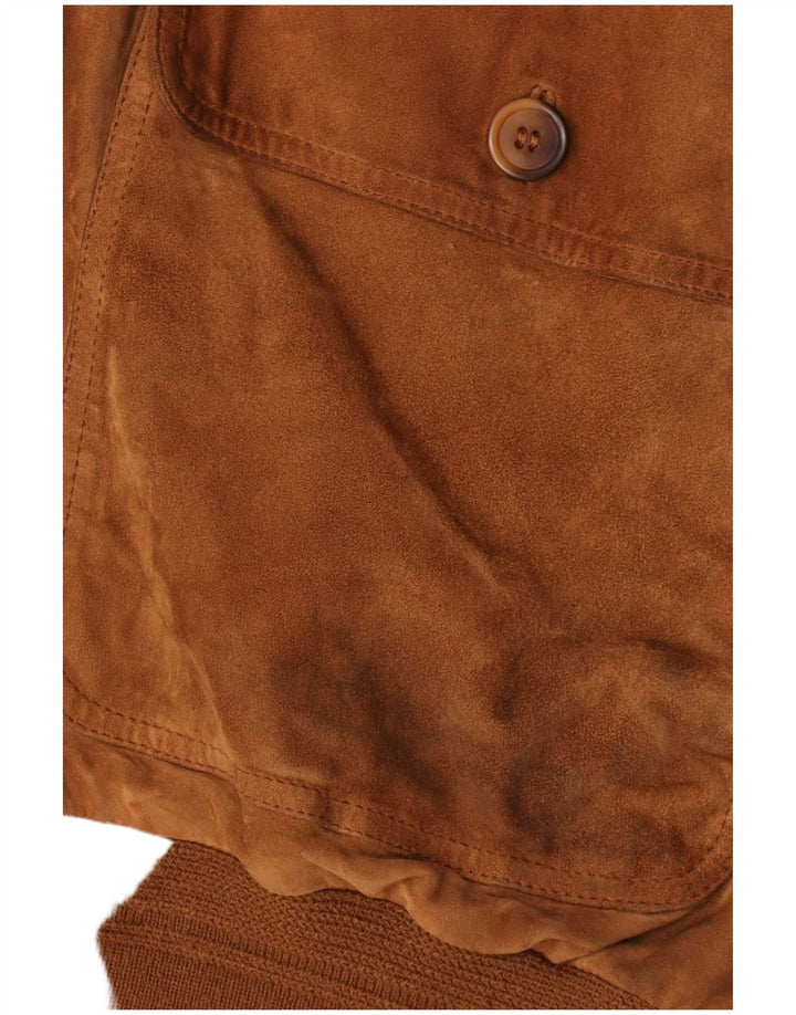 Giubbotto bomber vintage in pelle scamosciata da uomo IT 58 4XL in pelle marrone