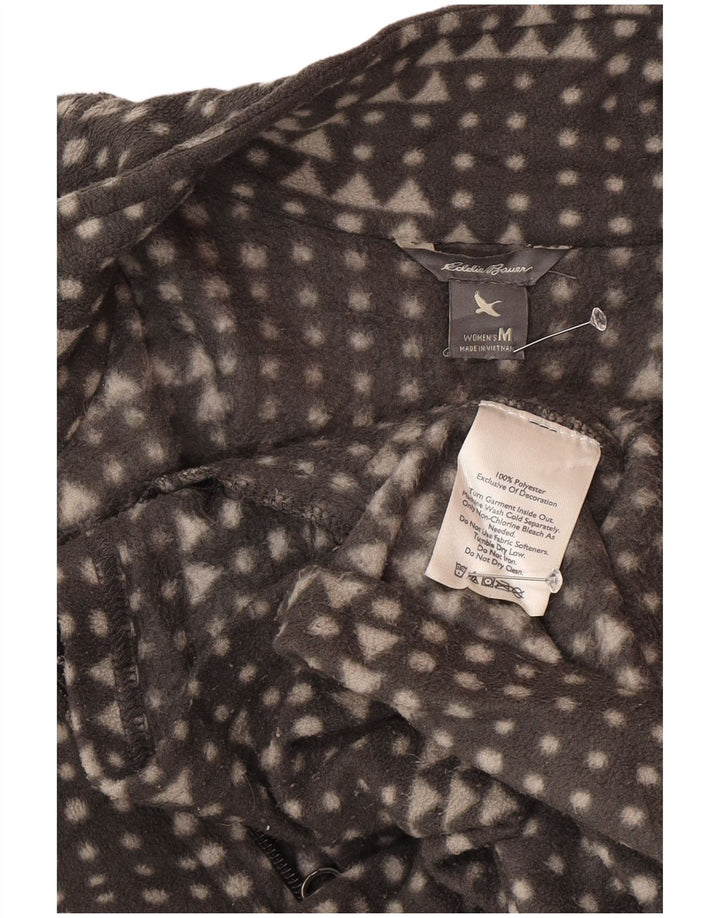 Giacca in pile da donna Eddie Bauer UK 14 Poliestere geometrico grigio medio