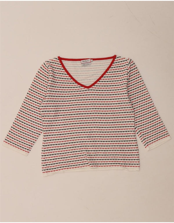 MAX & CO. Top corto da donna manica 3/4 UK 14 Viscosa a righe bianche grandi