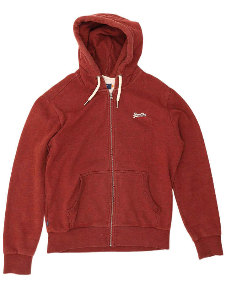Maglione con cappuccio e zip da uomo Superdry grande cotone chiazzato rosso