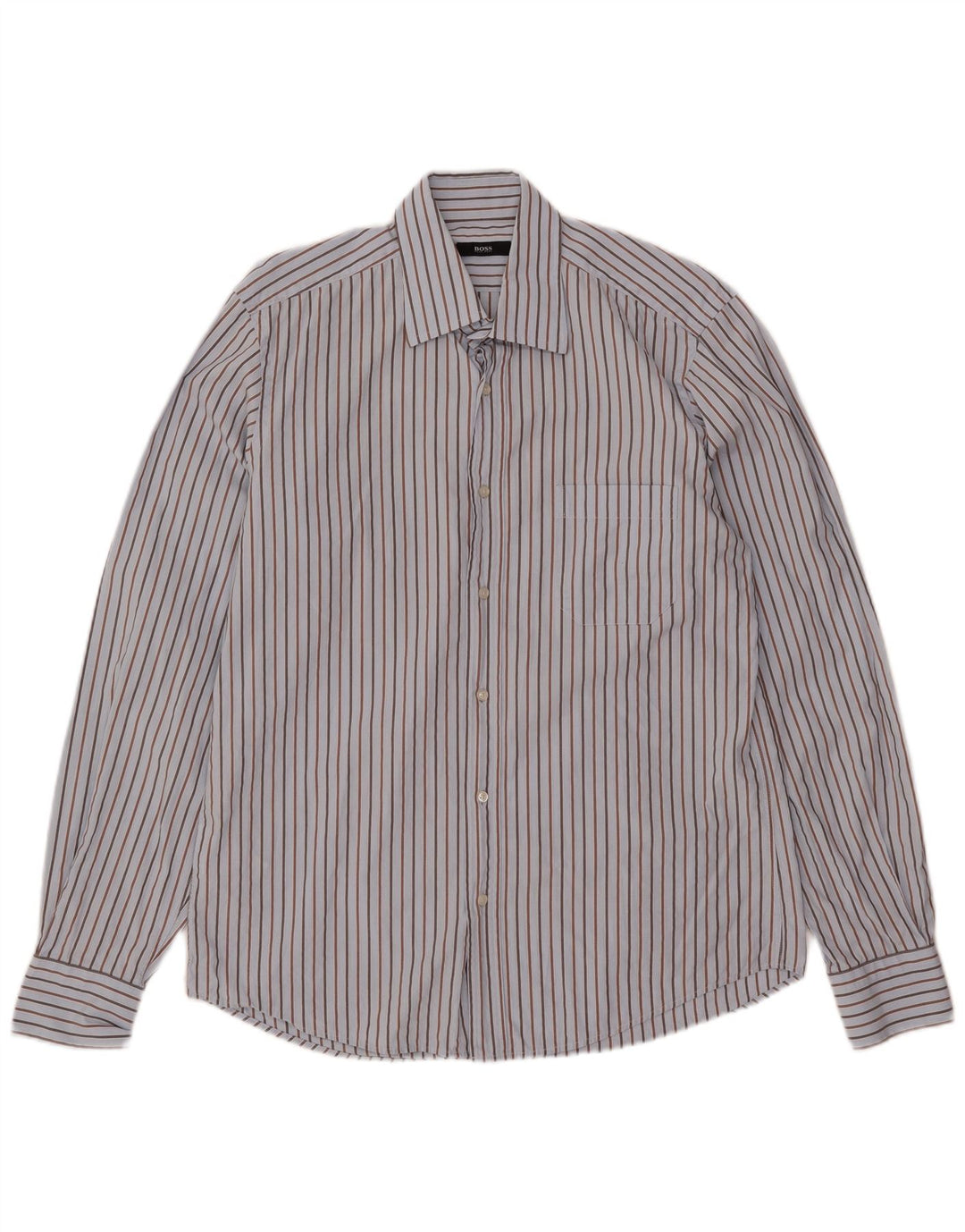 Camicia da uomo Hugo Boss taglia 40 15 3/4 cotone a righe blu medio