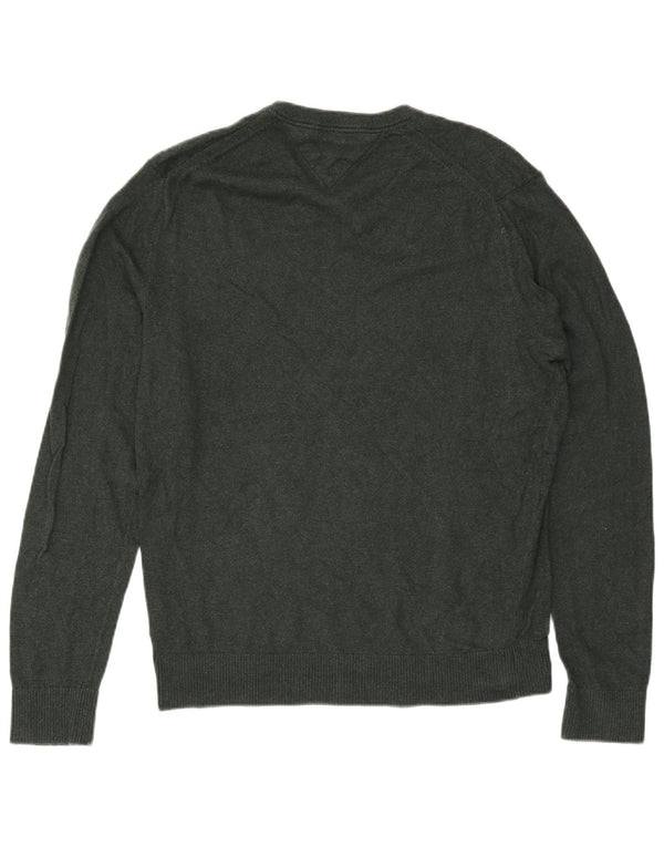 Maglione maglione con scollo a V da uomo Tommy Hilfiger XL in cotone verde
