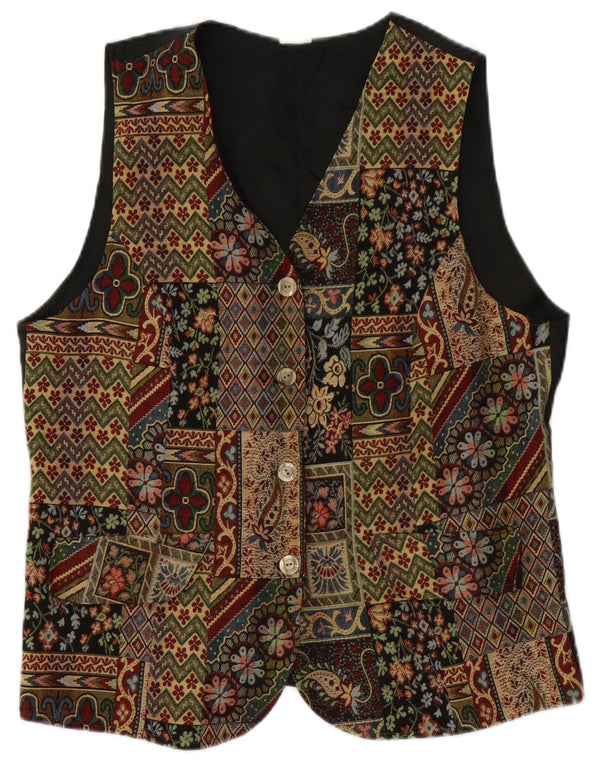 Gilet da donna vintage UK 14 verde medio floreale