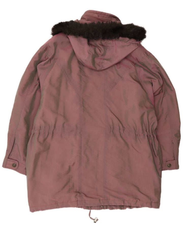 Giacca parka oversize con cappuccio da donna vintage EU 44 XL Rosa