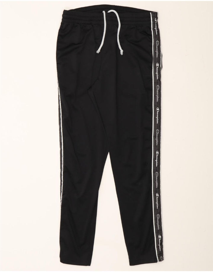 CHAMPION Mens Graphic Tracksuit Trousers Large  Black Polyester Vintage Champion and Second-Hand Champion from Messina Hembry 