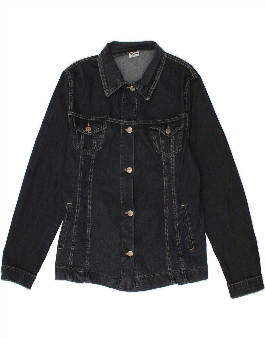 ANGELS Girls Denim Jacket 13-14 Years XL Black Cotton Vintage Angels and Second-Hand Angels from Messina Hembry 