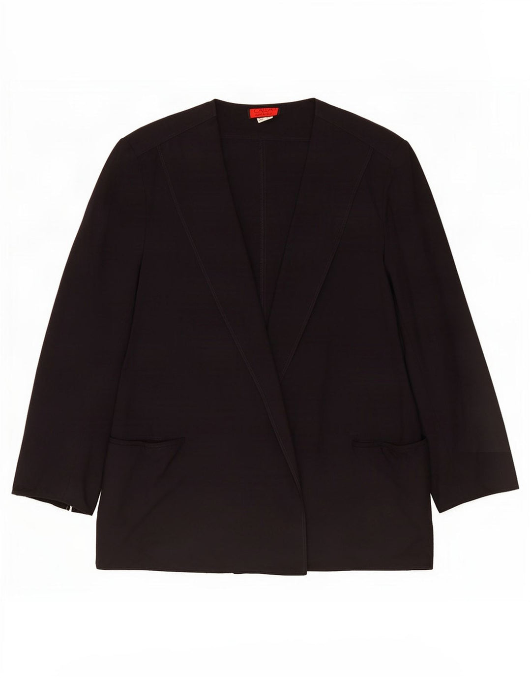 Giacca blazer aperta da donna vintage vestibilità ampia IT 46 grande lana blu navy