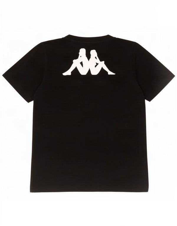 T-shirt grafica Kappa per ragazzi 11-12 anni in cotone nero
