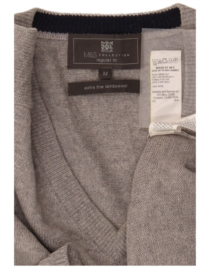 Maglione da uomo Marks & Spencer vestibilità regolare con scollo a V grigio medio