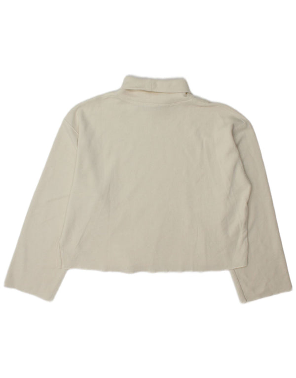 Top corto da donna Zara con collo alto a maniche lunghe UK 14 medio bianco sporco