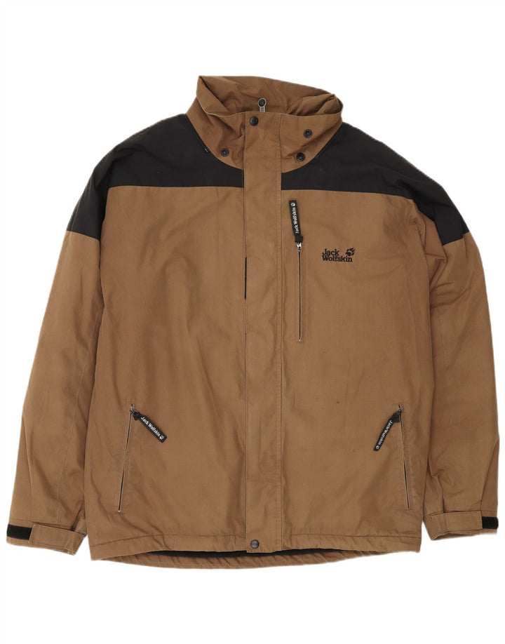 JACK WOLFSKIN Giacca a vento da uomo UK 38 Blocco colore marrone medio