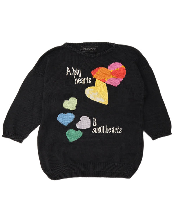 Maglione maglione girocollo con grafica da donna Uta Raasch UK 14 cuore nero medio