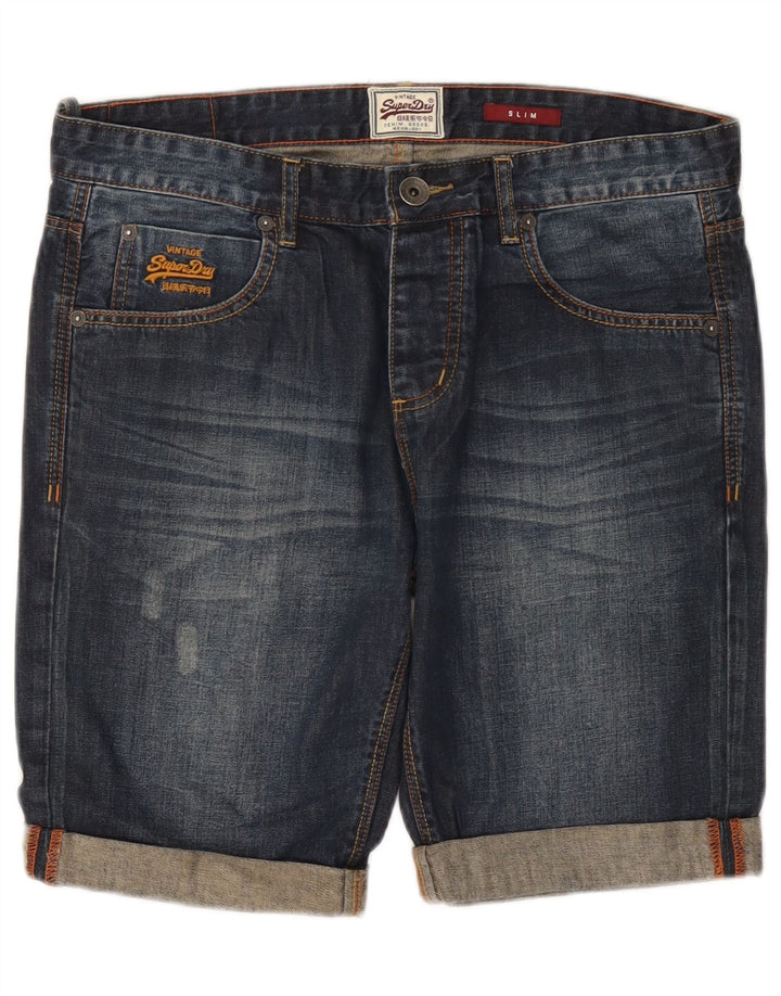 Pantaloncini di jeans slim da uomo Superdry W32 blu navy medio