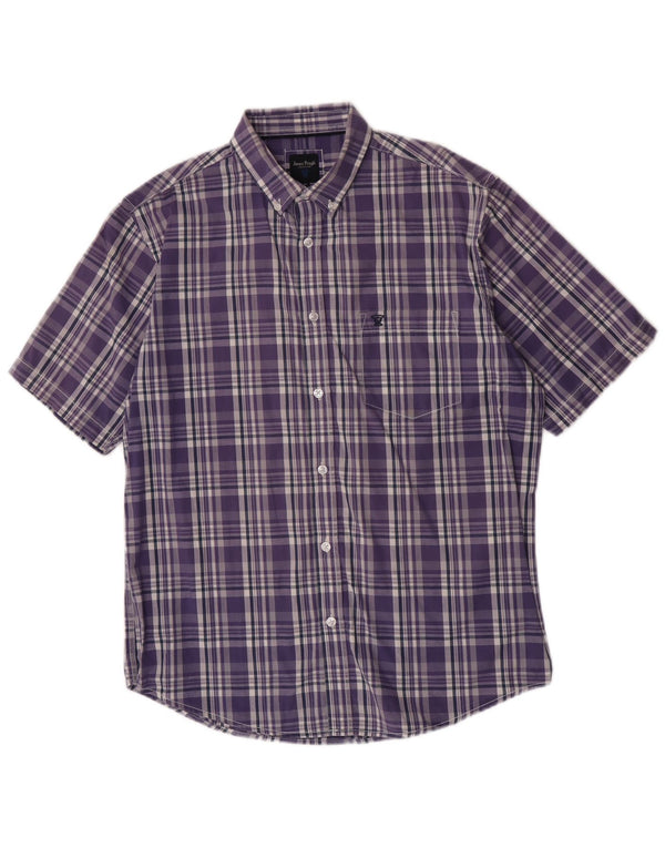 James Pringle Mens Short Sleeve Shirt Medium Purple Check