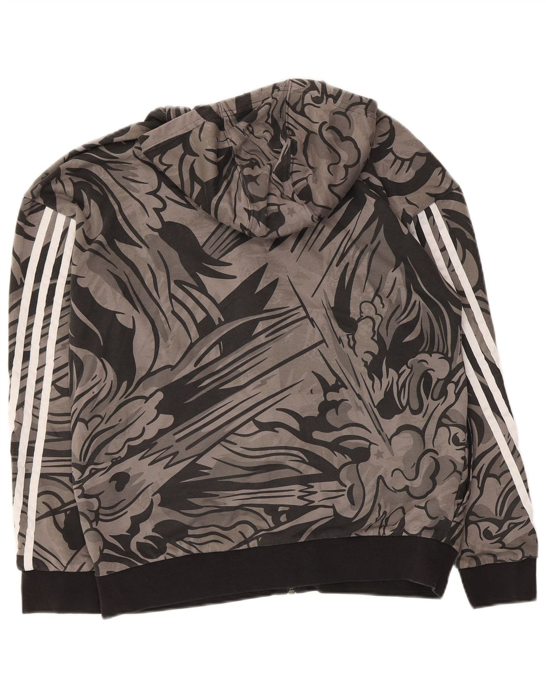 Felpa con cappuccio e zip Adidas da ragazzo a tre strisce 13-14 anni Grigia