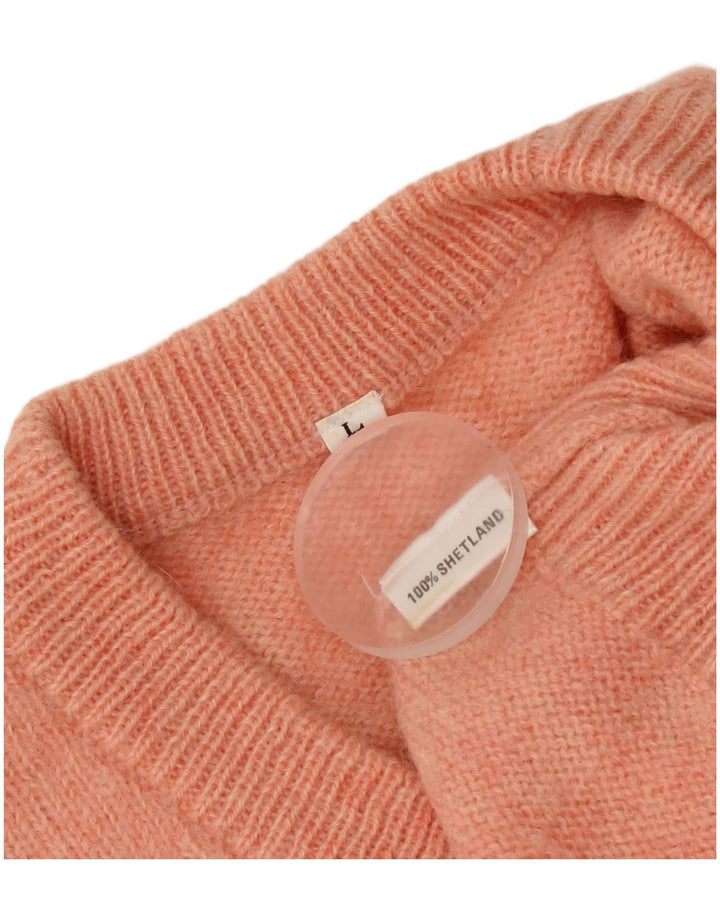 Maglione vintage da uomo con scollo a V grande arancione a rombi/diamante