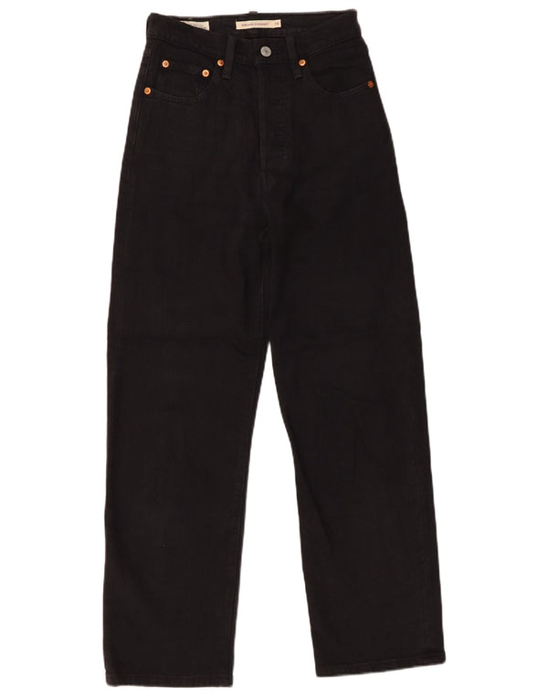 Jeans dritti a vita alta Levi's Ribcage da donna W24 L27 cotone nero