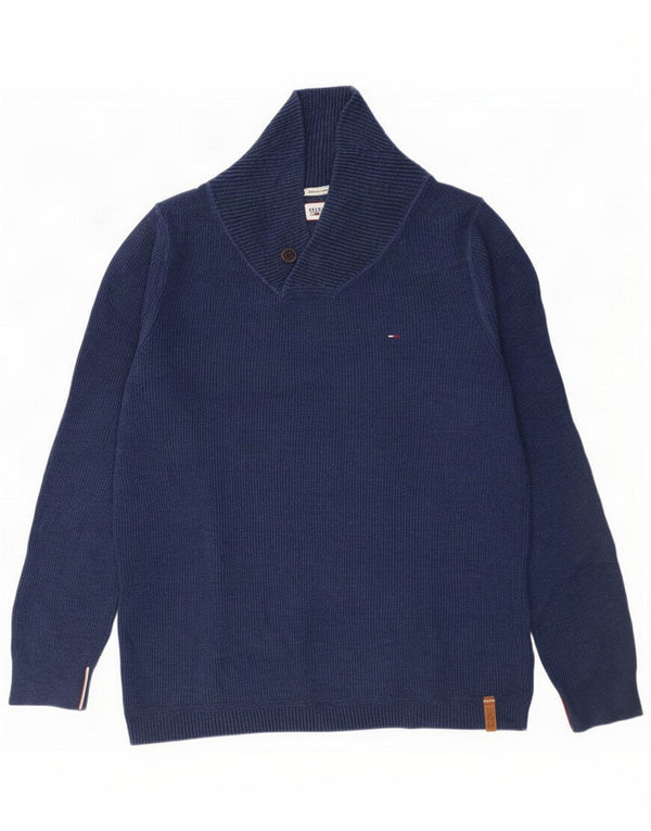 Tommy Hilfiger Uomo Maglione con collo a scialle XL Cotone blu navy