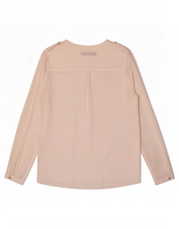 Zara Womens Military Long Sleeve Blouse Top UK 14 Large White