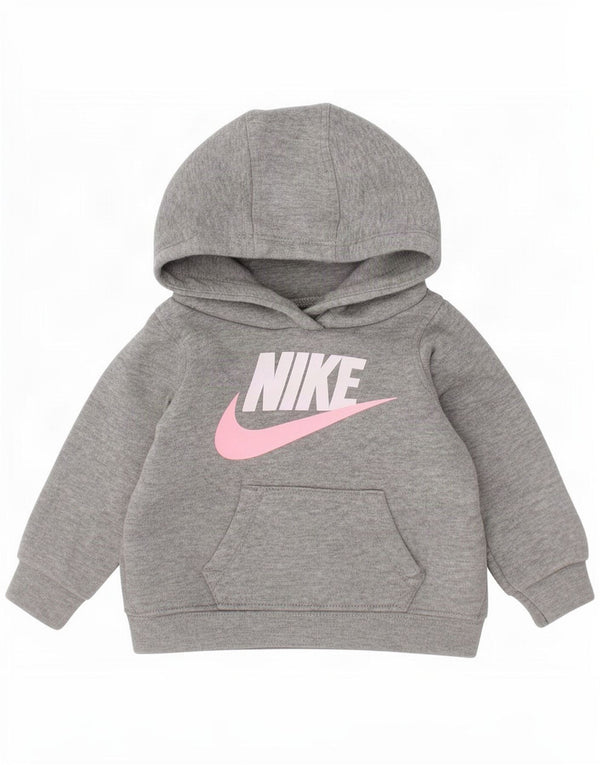 Felpa con cappuccio grafica Nike da bambina, 3-6 mesi, cotone grigio screziato