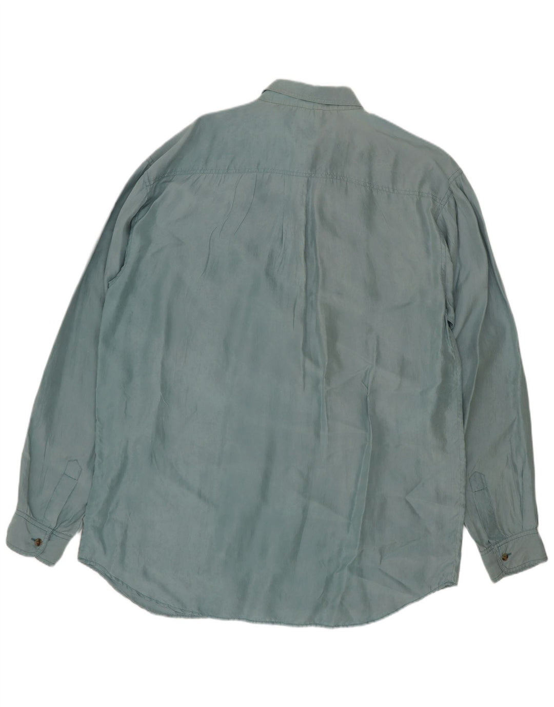 Camicia Vintage da Uomo in Seta Blu Medio