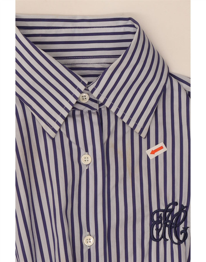 HENRY COTTONS Womens Graphic Formal Shirt EU 38 Medium Navy Blue Pinstripe Vintage Henry Cottons and Second-Hand Henry Cottons from Messina Hembry 