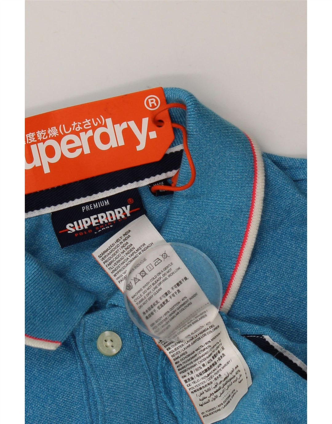Polo da uomo Superdry Large in cotone chiazzato blu