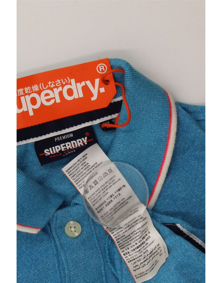 Polo da uomo Superdry Large in cotone chiazzato blu