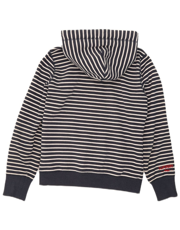 Felpa con cappuccio e zip da donna Superdry UK 12 Medium Navy Blue Striped