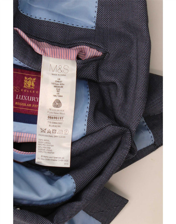 Giacca blazer vestibilità regolare da uomo Marks & Spencer UK 42 grande blu navy