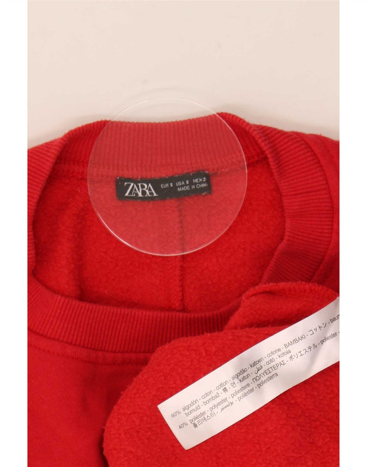 Felpa oversize da donna Zara UK 10 piccola in cotone rosso