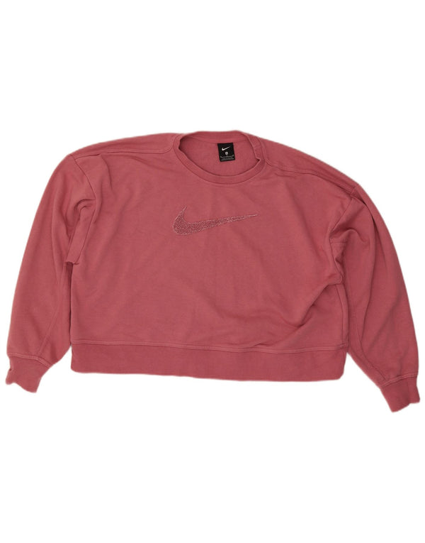 Felpa con grafica corta oversize da donna Nike UK 14 rosa medio