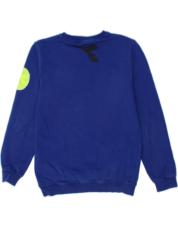 DIADORA Boys Graphic Sweatshirt Jumper 13-14 Years Blue Cotton Vintage Diadora and Second-Hand Diadora from Messina Hembry 