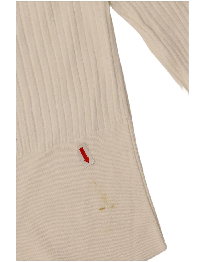 ZARA Maglione Corto da Donna con Collo Alto UK 10 Piccolo Viscosa Bianca