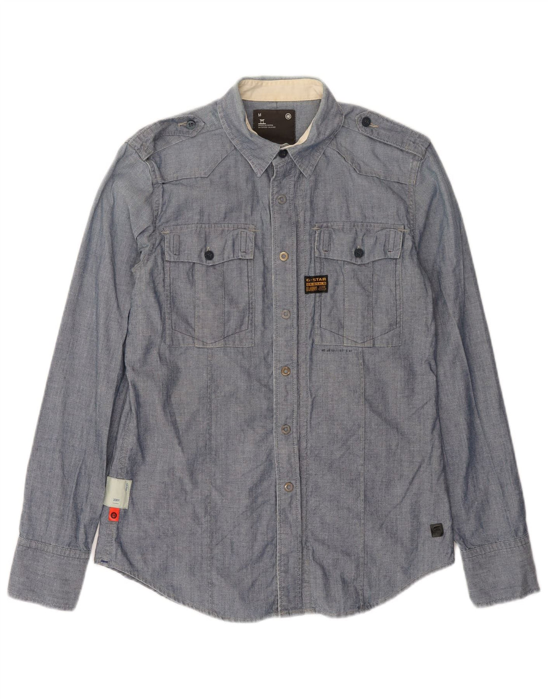 Camicia militare G-Star da uomo 3301 in cotone blu medio