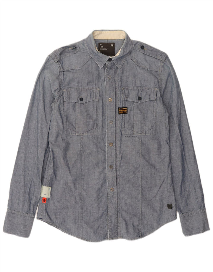 Camicia militare G-Star da uomo 3301 in cotone blu medio