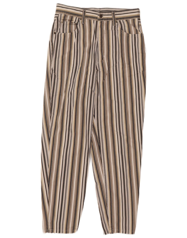 Pantaloni casual a vita alta da donna Angels IT 40 Small W29 L28 Beige a righe