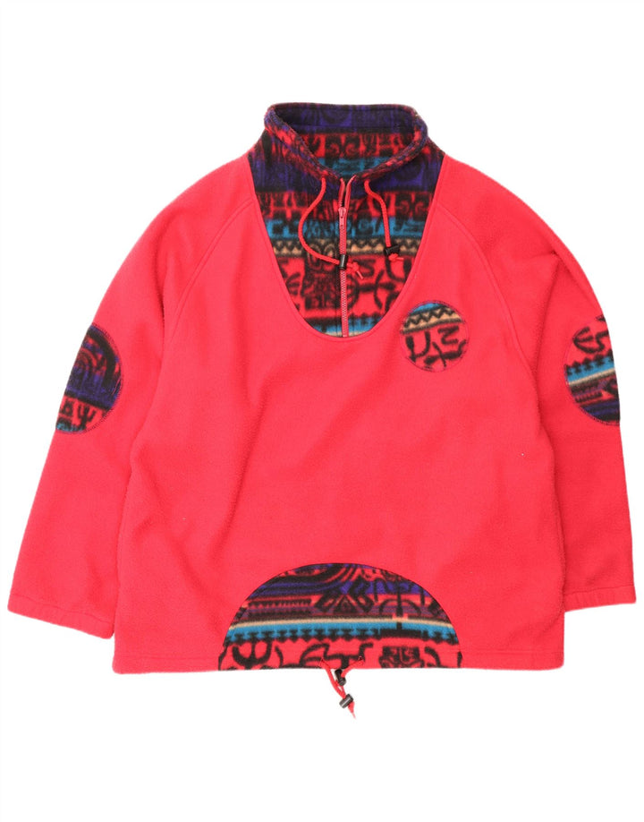 Maglione in pile da uomo con zip e collo Anzoni XL rosso geometrico in poliestere
