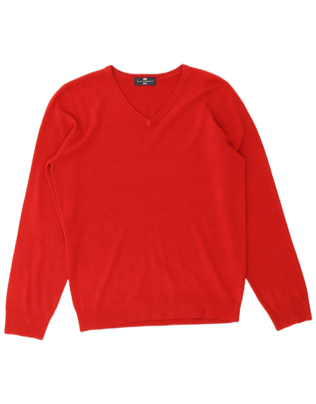 MARKS & SPENCER Maglione da uomo con scollo a V blu Harbour piccolo acrilico rosso