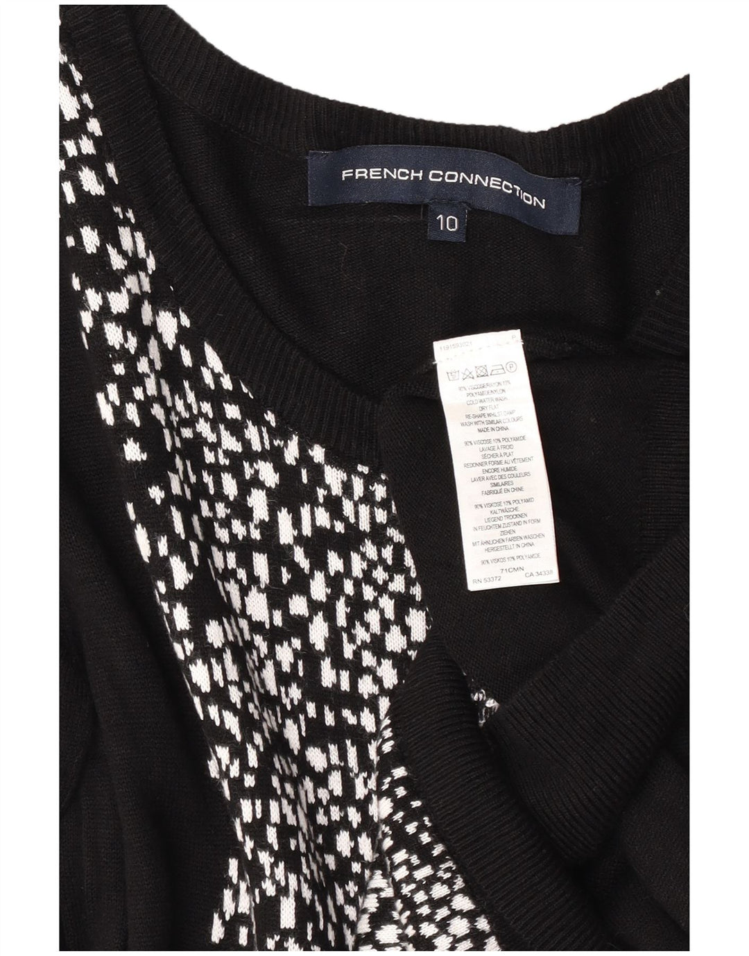 Abito maglione da donna French Connection UK 10 Piccolo nero geometrico