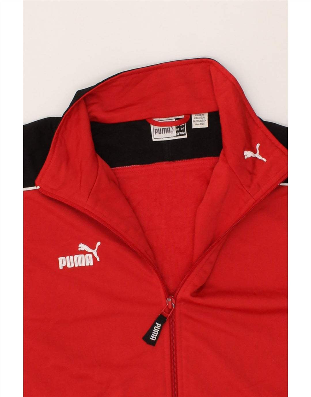 PUMA Boys Tracksuit Top Jacket 13-14 Years Red Colourblock Polyester Vintage Puma and Second-Hand Puma from Messina Hembry 