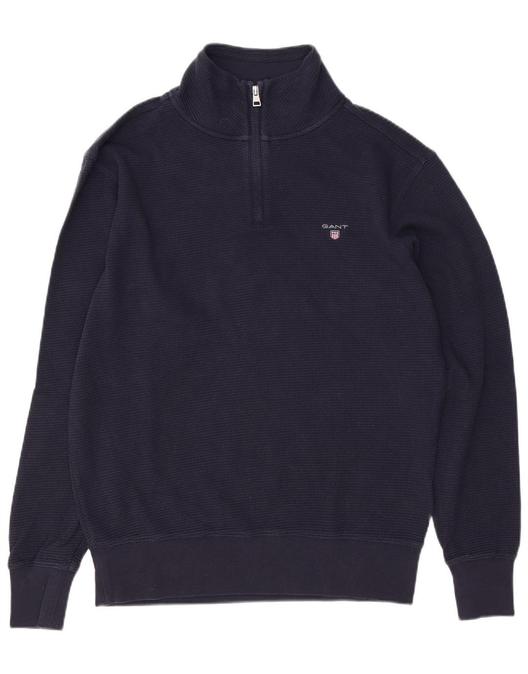 Gant Felpa da uomo con collo con zip, maglione piccolo in cotone blu navy