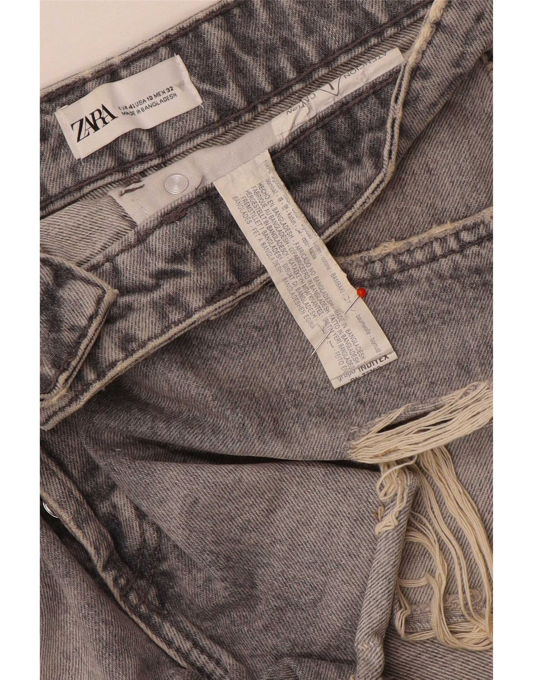 Pantaloncini in denim invecchiato da donna Zara EU 42 Large W32 cotone grigio