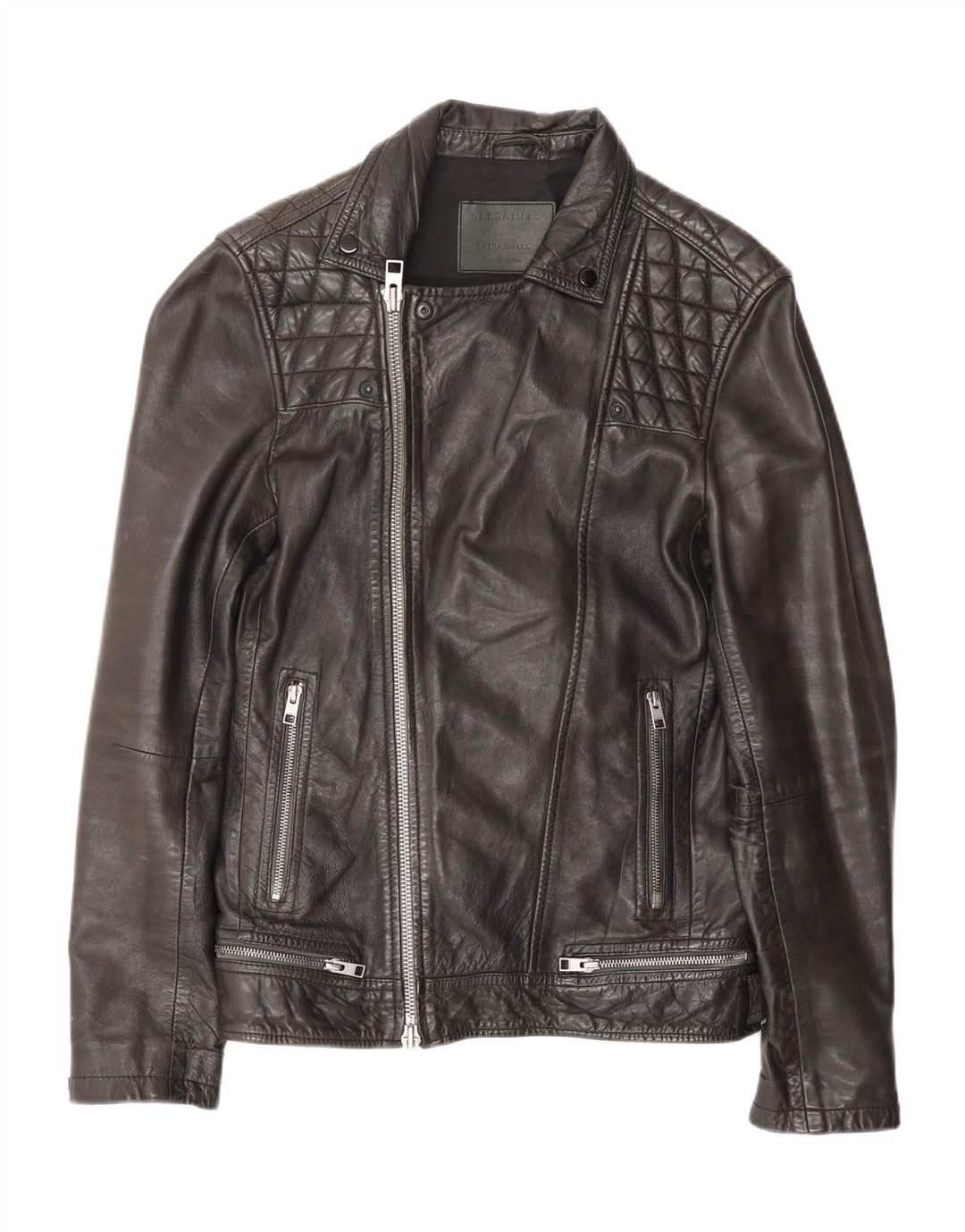 Giacca da motociclista in pelle da uomo All Saints UK 36 Piccolo motociclista in pelle nera