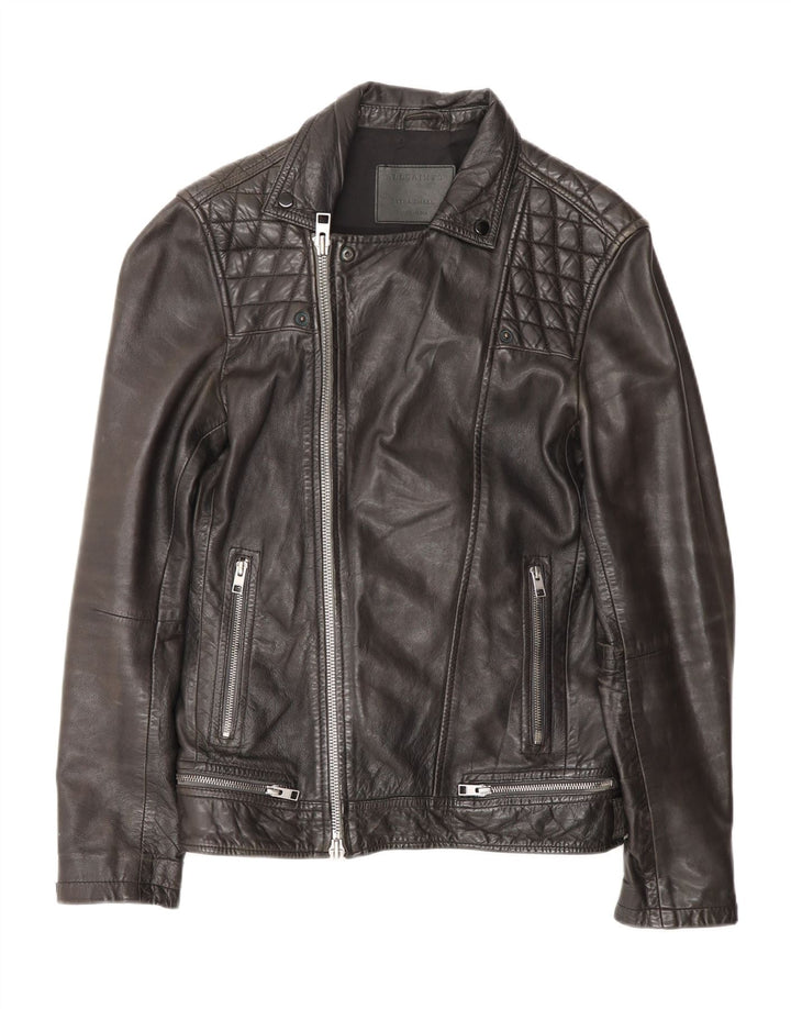 Giacca da motociclista in pelle da uomo All Saints UK 36 Piccolo motociclista in pelle nera