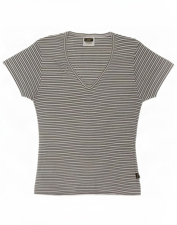 Maglietta da donna Lee Top UK 12 Cotone a righe grigio medio