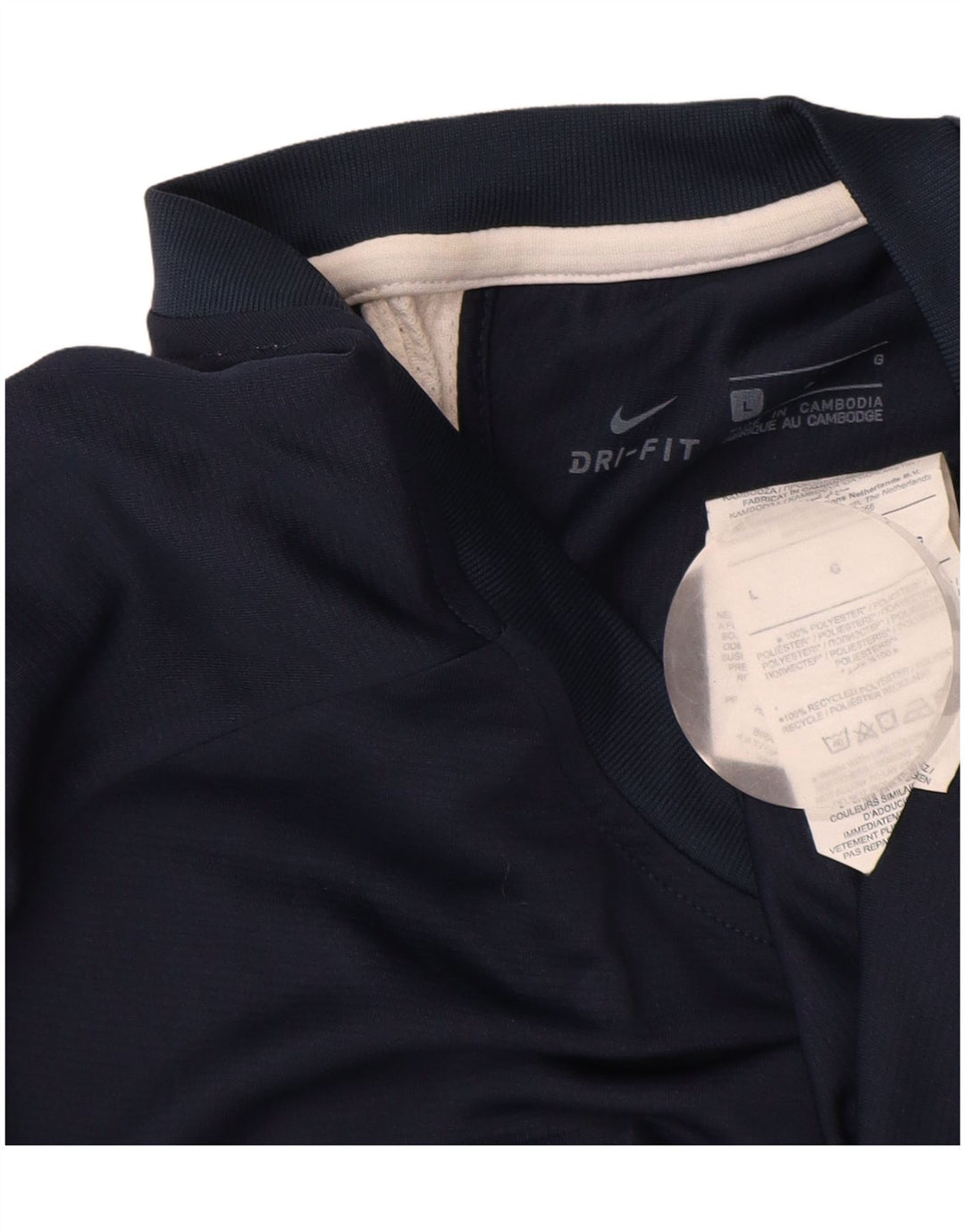 NIKE T-shirt da uomo Dri Fit Top Large Blu Navy Colourblock in poliestere