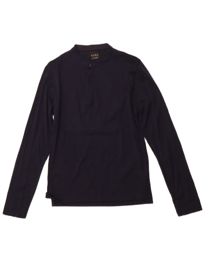 Maglia pullover da uomo ZARA piccola in cotone blu navy