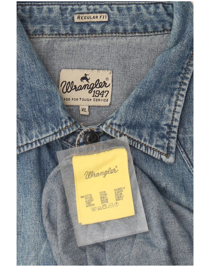 Camicia di jeans vestibilità regolare da uomo Wrangler XL in cotone blu