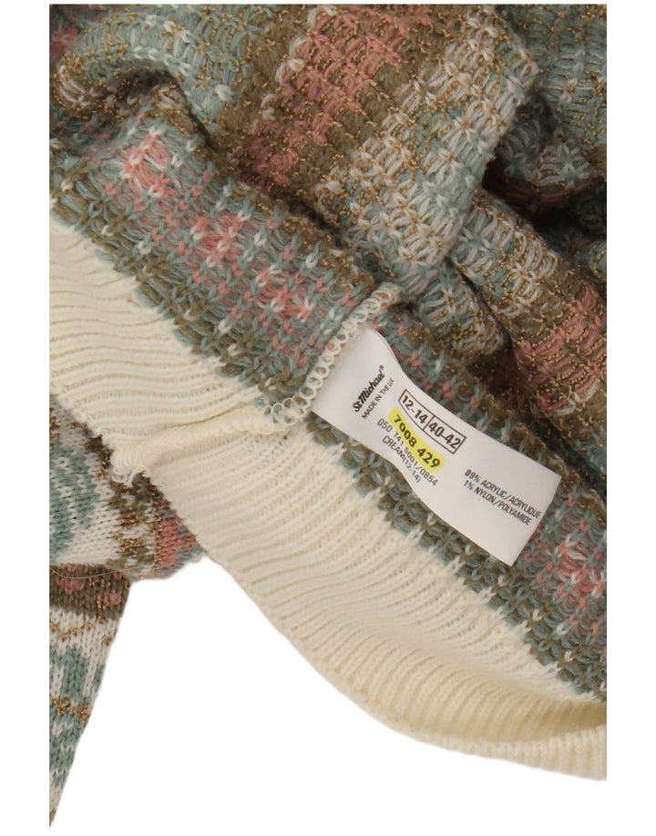 Maglione cardigan da donna St Michael UK 12/14 Acrilico Fair Isle verde medio